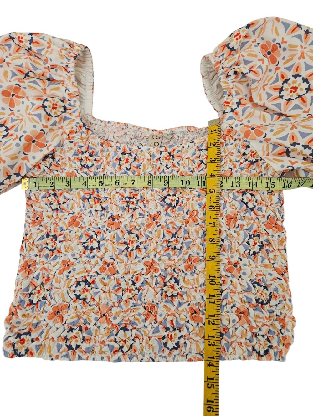 Anthropologie Dolan Off The Shoulder Textured Top in Orange Motif M Cottagecore - Picture 11 of 11